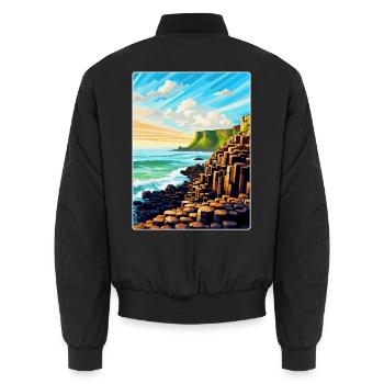Giant Causeway Irland Uk Reiseposter Souvenir - Unisex Bomberjacke - Schwarz - Hinten - AI Model Male 185 light (185cm)