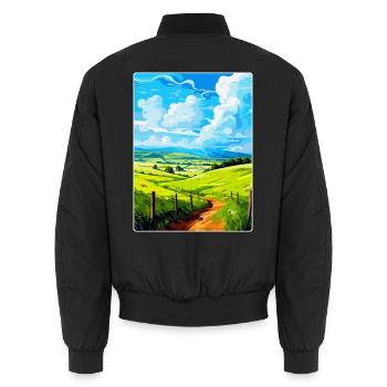 Sperrin Uk Vintage Reise Poster Souvenir WPA - Unisex Bomberjacke - Schwarz - Hinten - AI Model Male 185 light (185cm)