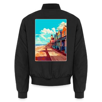 Great Yarmouth England Uk Travel Poster Souvenir - Unisex Bomber Jacket - black - Back - AI Model Male 185 light (185cm)