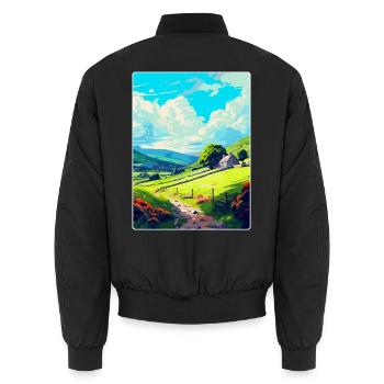 Llanblethian Wales Uk Reise Poster Souvenir WPA - Unisex Bomberjacke - Schwarz - Hinten - AI Model Male 185 light (185cm)