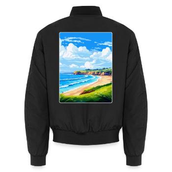 Maenporth Cornwall England Vereinigtes Königreich Reiseposter WPA - Unisex Bomberjacke - Schwarz - Hinten - AI Model Male 185 light (185cm)