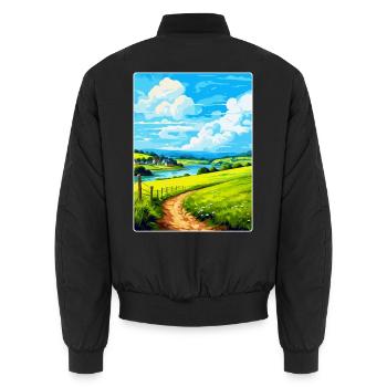 Lerryn Cornwall England Großbritannien Reise Poster Souvenir - Unisex Bomberjacke - Schwarz - Hinten - AI Model Male 185 light (185cm)