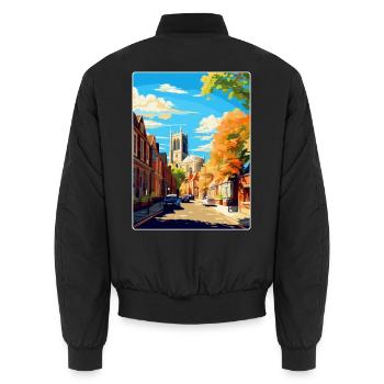 Richmond England Uk Vintage Reise Poster Souvenir - Unisex Bomberjacke - Schwarz - Hinten - AI Model Male 185 light (185cm)