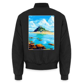 Marazion Cornwall England Uk Reiseposter WPA - Unisex Bomberjacke - Schwarz - Hinten - AI Model Male 185 light (185cm)