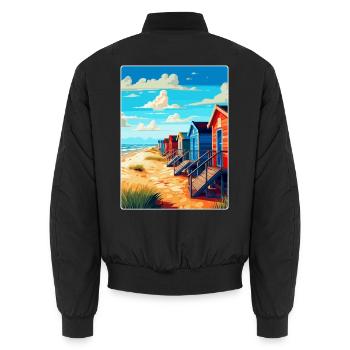 Wells Next To Sea England Uk Reiseposter WPA - Unisex Bomberjacke - Schwarz - Hinten - AI Model Male 185 light (185cm)