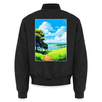 Mount Edgcumbe Country Park Reiseposter Souvenir - Unisex Bomberjacke - Schwarz - Hinten - AI Model Male 185 light (185cm)