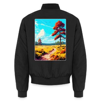 Cannock Chase Vintage Travel Poster Souvenir WPA - Unisex Bomber Jacket - black - Back - AI Model Male 185 light (185cm)