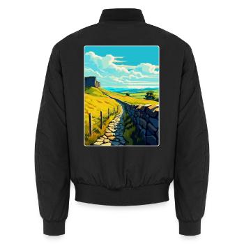 Hadrian England Großbritannien Reise Poster Souvenir WPA - Unisex Bomberjacke - Schwarz - Hinten - AI Model Male 185 light (185cm)