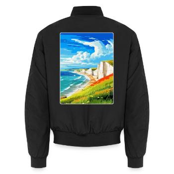Seven Sisters Sussex Reiseposter Souvenir WPA - Unisex Bomberjacke - Schwarz - Hinten - AI Model Male 185 light (185cm)