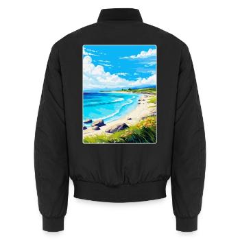 Luskentrye Beach Isle Of Harris Reiseposter WPA - Unisex Bomberjacke - Schwarz - Hinten - AI Model Male 185 light (185cm)