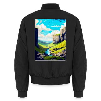 Malham Cove England Uk Reise Poster Souvenir WPA - Unisex Bomberjacke - Schwarz - Hinten - AI Model Male 185 light (185cm)
