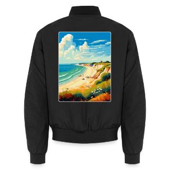 Hengistbury Head England Uk Reise Poster Souvenir - Unisex Bomberjacke - Schwarz - Hinten - AI Model Male 185 light (185cm)