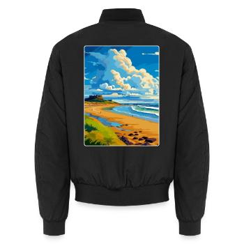Northumberland Küste Anob Reise Poster Souvenir - Unisex Bomberjacke - Schwarz - Hinten - AI Model Male 185 light (185cm)