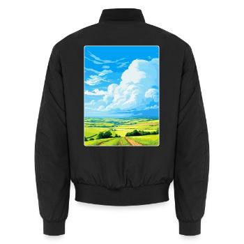 South Downs Vintage Reise Poster Souvenir WPA - Unisex Bomberjacke - Schwarz - Hinten - AI Model Male 185 light (185cm)
