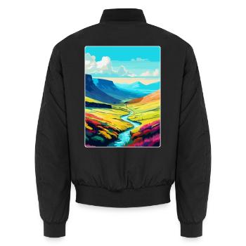 Brecon Beacons Pays de Galles Royaume-Uni Affiche de voyage Souvenir WPA - Bomber unisexe - noir - Dos - AI Model Male 185 light (185cm)