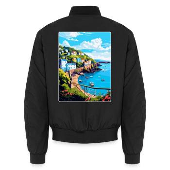 Ilfracombe England Uk Reise Poster Souvenir WPA - Unisex Bomberjacke - Schwarz - Hinten - AI Model Male 185 light (185cm)