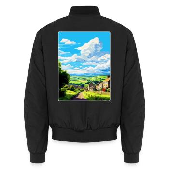 Grassington England Uk Reise Poster Souvenir WPA - Unisex Bomberjacke - Schwarz - Hinten - AI Model Male 185 light (185cm)
