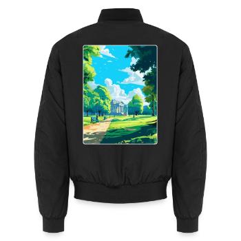 Hyde Park London England Großbritannien Reise Poster Souvenir - Unisex Bomberjacke - Schwarz - Hinten - AI Model Male 185 light (185cm)