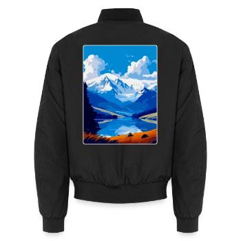 Snowdon Wales Uk Vintage Reiseposter Souvenir - Unisex Bomberjacke - Schwarz - Hinten - AI Model Male 185 light (185cm)