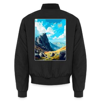 Glyder Fach Pays de Galles Royaume-Uni Affiche de voyage vintage WPA Art - Bomber unisexe - noir - Dos - AI Model Male 185 light (185cm)