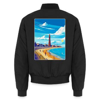 Blackpool Uk Vintage Voyage Poster WPA Souvenir - Bomber unisexe - noir - Dos - AI Model Male 185 light (185cm)