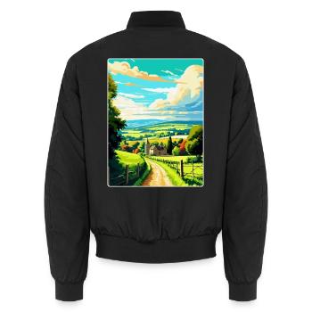 Cotswolds Angleterre Royaume-Uni Affiche de voyage vintage WPA Art - Bomber unisexe - noir - Dos - AI Model Male 185 light (185cm)