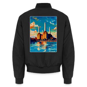 Battersea Londres Angleterre Royaume-Uni Affiche de voyage vintage - Bomber unisexe - noir - Dos - AI Model Male 185 light (185cm)