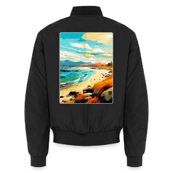 Isle Of Harris Schottland Vereinigtes Königreich Vintage Reiseposter - Unisex Bomberjacke - Schwarz - Hinten - AI Model Male 185 light (185cm)