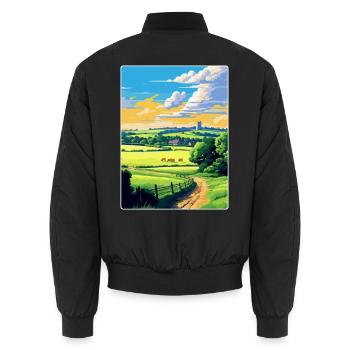 Cotswolds Angleterre Royaume-Uni Affiche de voyage vintage WPA Art - Bomber unisexe - noir - Dos - AI Model Male 185 light (185cm)