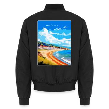 Llandudno Wales Uk Vintage Reiseplakat Souvenir - Unisex Bomberjacke - Schwarz - Hinten - AI Model Male 185 light (185cm)