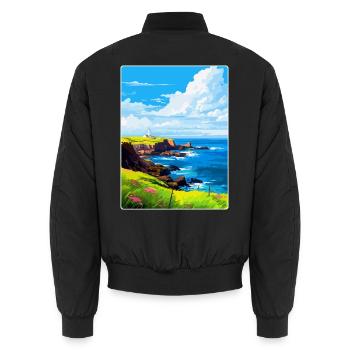Lizard Point England Uk Vintage Reiseposter WPA - Unisex Bomberjacke - Schwarz - Hinten - AI Model Male 185 light (185cm)