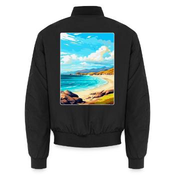 Isle Of Harris Schottland Vereinigtes Königreich Vintage Reiseposter - Unisex Bomberjacke - Schwarz - Hinten - AI Model Male 185 light (185cm)