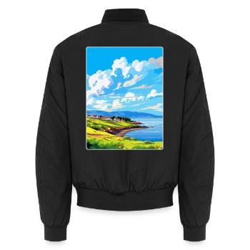 Isle Of Bute Schottland Vereinigtes Königreich Vintage Reiseposter WPA - Unisex Bomberjacke - Schwarz - Hinten - AI Model Male 185 light (185cm)