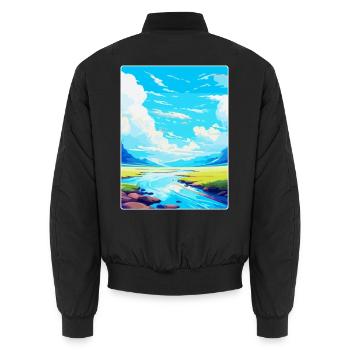High Cup Nick Cumbria Vintage Reiseposter WPA - Unisex Bomberjacke - Schwarz - Hinten - AI Model Male 185 light (185cm)