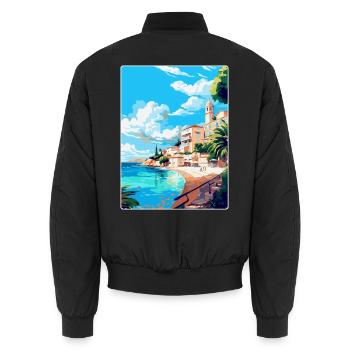 Estoril Portugal Affiche de voyage vintage souvenir - Bomber unisexe - noir - Dos - AI Model Male 185 light (185cm)