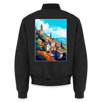 Grasse Frankreich Vintage Reiseposter WPA Souvenir - Unisex Bomberjacke - Schwarz - Hinten - AI Model Male 185 light (185cm)