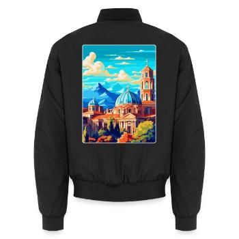 Sofia Bulgaria Vintage Travel Poster Souvenir WPA - Unisex Bomber Jacket - black - Back - AI Model Male 185 light (185cm)