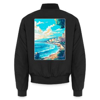 Nizza Frankreich Vintage Reiseplakat WPA Kunst Souvenir - Unisex Bomberjacke - Schwarz - Hinten - AI Model Male 185 light (185cm)