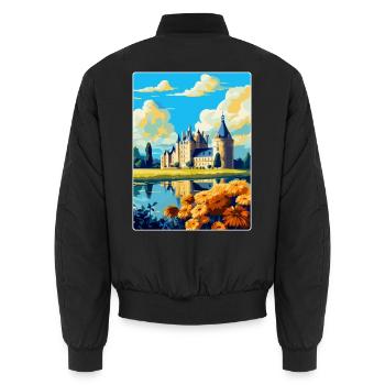 Vallée de la Loire France Affiche de voyage vintage souvenir - Bomber unisexe - noir - Dos - AI Model Male 185 light (185cm)
