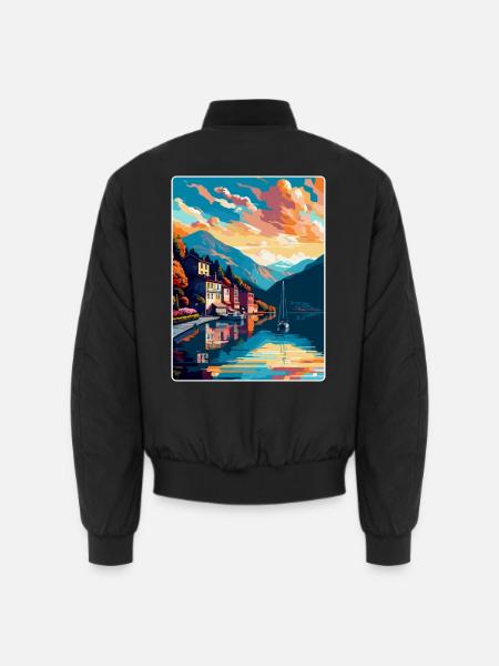 Mondsee Österreich Vintage Reiseplakat Souvenir WPA - Unisex Bomberjacke - Schwarz