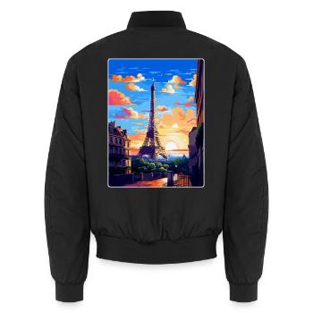Paris France Vintage Poster Voyage WPA Souvenir - Bomber unisexe - noir - Dos - AI Model Male 185 light (185cm)
