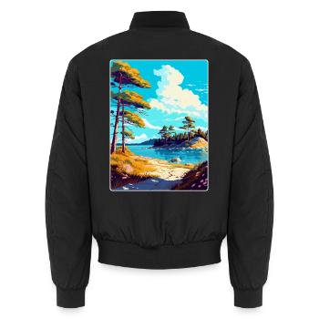 Brijuni Nationalpark Kroatien Reiseplakat WPA - Unisex Bomberjacke - Schwarz - Hinten - AI Model Male 185 light (185cm)