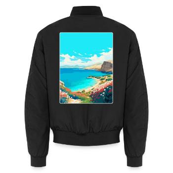 Insel Pag Kroatien Vintage Reiseplakat Souvenir - Unisex Bomberjacke - Schwarz - Hinten - AI Model Male 185 light (185cm)