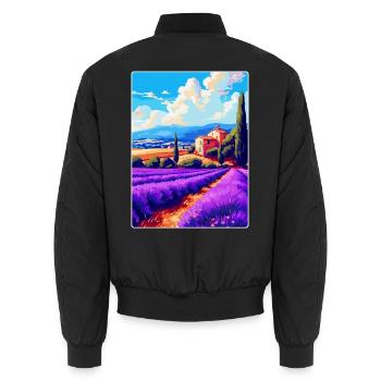 Provence France Vintage Travel Poster Souvenir WPA - Unisex Bomber Jacket - black - Back - AI Model Male 185 light (185cm)
