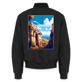 Ronda Espagne Affiche de voyage vintage WPA Art Souvenir - Bomber unisexe - noir - Dos - AI Model Male 185 light (185cm)