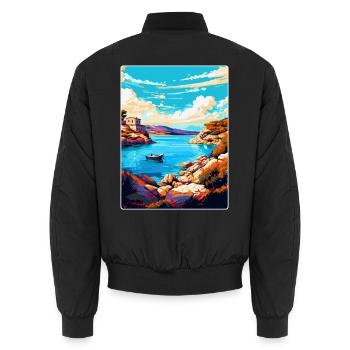 Kornati Kroatien Vintage Reiseplakat Souvenir WPA - Unisex Bomberjacke - Schwarz - Hinten - AI Model Male 185 light (185cm)