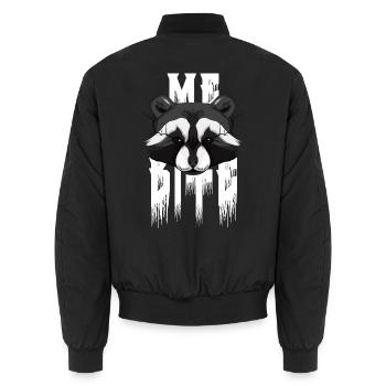 Me Bite - Waschbär Grunge Schriftzug - Unisex Bomberjacke - Schwarz - Hinten - AI Model Male 185 light (185cm)