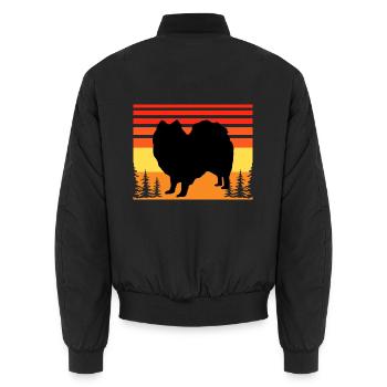 Indian Spitz Hundeliebhaber Silhouette Vintage Sonnenuntergang - Unisex Bomberjacke - Schwarz - Hinten - AI Model Male 185 light (185cm)