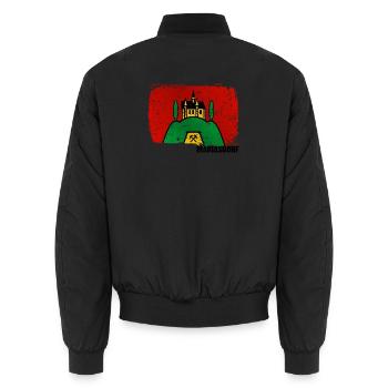 the market town of Mariasdorf in southern Burgenland - Unisex Bomber Jacket - black - Back - AI Model Male 185 light (185cm)