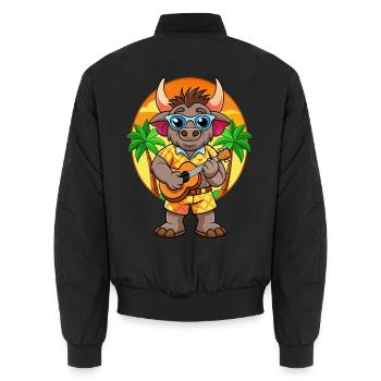 Funny Buffalo Cartoon Summer Beach Sunglasses - Unisex Bomber Jacket - black - Back - AI Model Male 185 light (185cm)